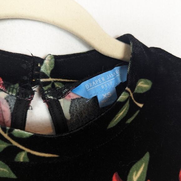 Draper James RSVP Short Sleeve Mockneck Velvet Floral Dress Size XS - Picture 7 of 10